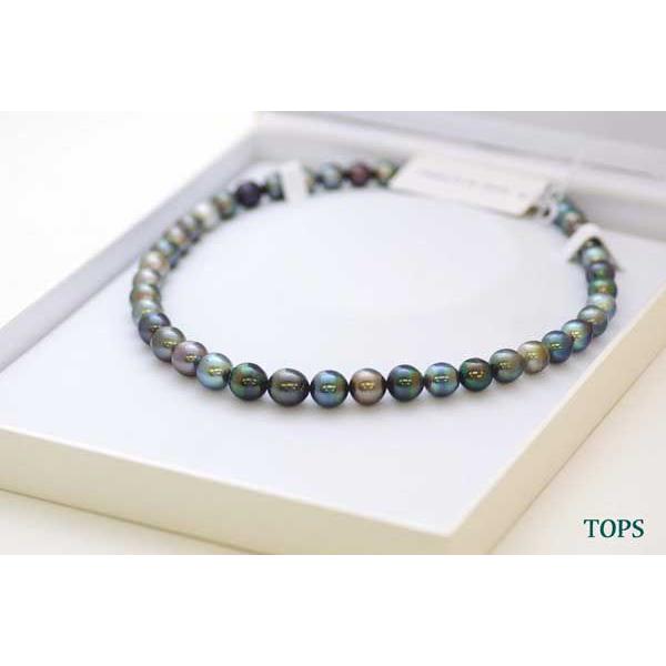 真珠 パールネックレス 黒蝶真珠ネックレス マルチカラー 42cm