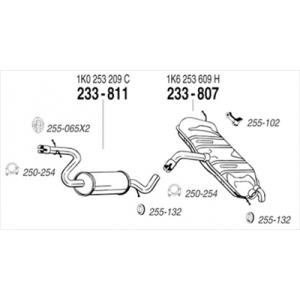 VW GOLF V Plus 1.6 純正タイプ補修用マフラー クランプ｜toptuner-store