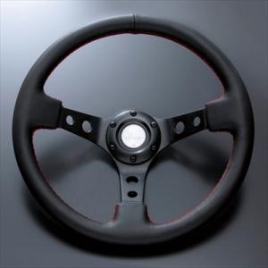 無限MUGEN ステアリング　350mm 無限-MUGEN-]ステアリングホイールハンドル 35φ×3スポーク(レザー