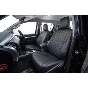 GUN125 ハイラックス シートカバー ブラックxホワイトステッチ オリジナルPVCレザー