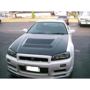 R34 GT-R ボンネット T2  平織りカーボン ウォッシャー穴加工
