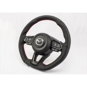 CX-5 KF系 タイプ1ステアリング オールブラックレザーxレッドステッチ