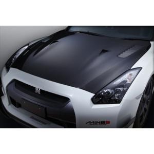 GT-R R35 ドライカーボンボンネット タイプ2 スーパー クリア塗装済 取付込