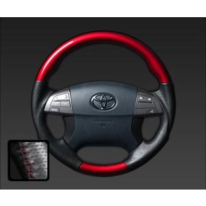 REAL/レアルステアリング マークX ZIO パールレッドウッド/レッドステッチ