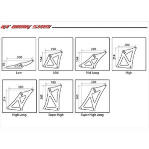 汎用 サード GTウイング用ステー ブラック 1枚 Mid Long