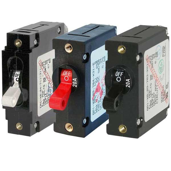 20Aサーキットブレーカー付スイッチ ホワイト・ブラック・レッド レバ− BlueSeaSYSTEM...