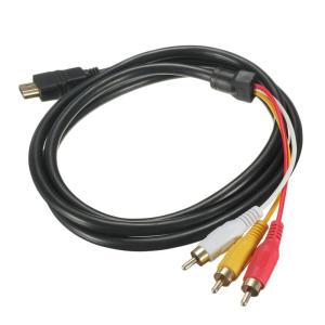 HDMI A/M TO 3RCA 変換ケーブル 金メッキ 高品質 コンポーネント オス テレビ ビデオ端子 1.5m【メール便】