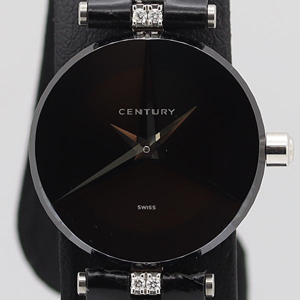 デッドストック級 保/箱付 稼働 美品 センチュリー タイムジェム QZ 裏蓋18K/750/WG ...