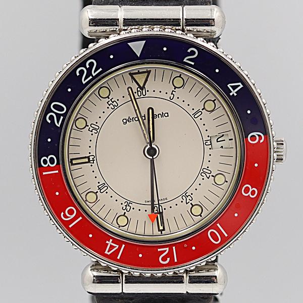 デッドストック級 ジェラルドジェンタ G.3151.4 QZ アイボリー文字盤 デイト メンズ腕時計...