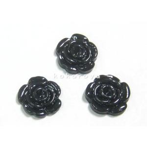 ブラックローズ (ストーン穴あり) 1個 (14mm)の商品画像