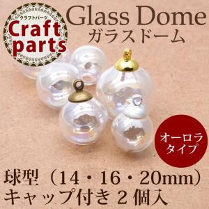 ガラスドーム 球型 オーロラ（14・16・20mm）キャップ付き 2個入（No.40-No.42）