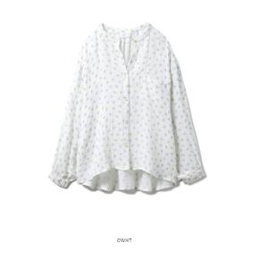 ジェラートピケ レモン柄3重ガーゼシャツ　オフホワイト　OWHT