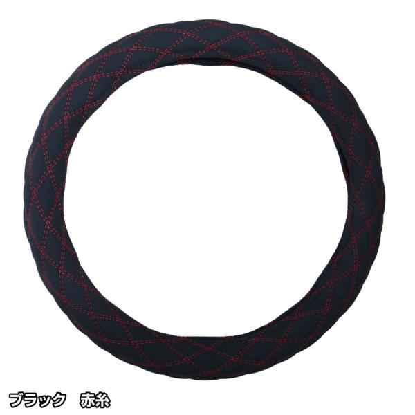 JET 586956 モコモコハンドルカバー ダブルステッチ 細巻き[富士] ヌバック調ブラック 赤...