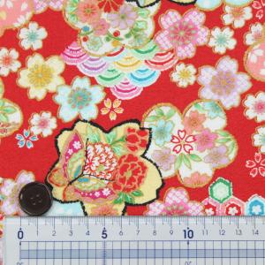 生地 布 綿ちりめん風 エンボス加工 梅 桜 ...の詳細画像1
