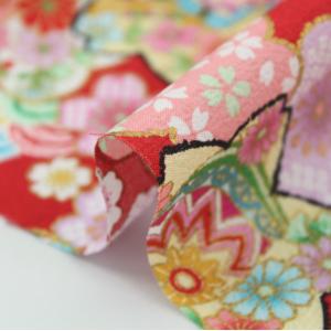 生地 布 綿ちりめん風 エンボス加工 梅 桜 ...の詳細画像2