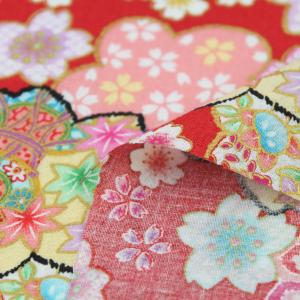 生地 布 綿ちりめん風 エンボス加工 梅 桜 ...の詳細画像3