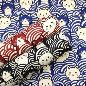 青海波ねこ 猫 ネコ 和柄 にゃんこ 動物柄 布...の商品画像