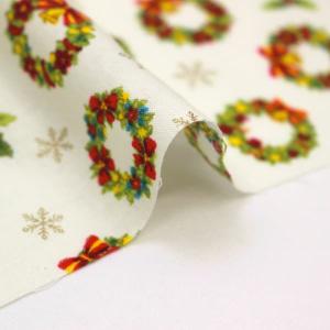 生地 布 クリスマス リース 草花 ラメ Ch...の詳細画像2