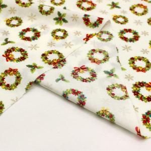 生地 布 クリスマス リース 草花 ラメ Ch...の詳細画像3