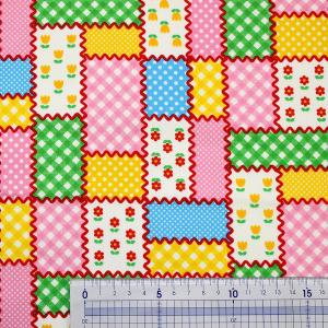 生地 布 パッチワーク レトロポップ お花 チ...の詳細画像1