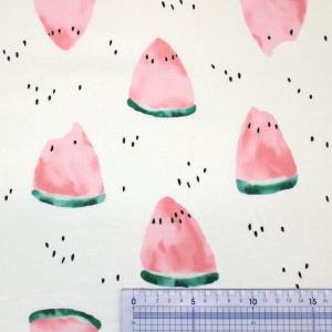 スイカ すいか 果物柄 水彩風 コットンリネン...の詳細画像1