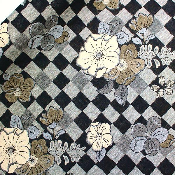 市松文様 花柄 二重織ジャガード ガーゼ 綿100％ 生地 布 約110cm幅 KTS7005 ゆう...
