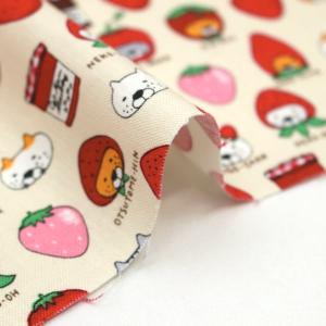 生地 布 イチゴ猫 ストロベリーキャット いち...の詳細画像2