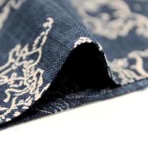 生地 布 鳥獣戯画 むら糸 手捺染 藍染調 和...の詳細画像2