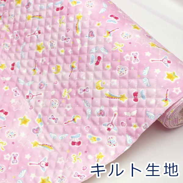 キルト エンジェルハート ゆめかわ パステル ステッキ 羽根 星 オックス キルティング 綿100％...
