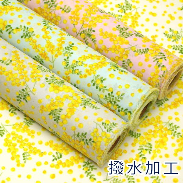 生地 布 ミモザ柄 ボタニカル 花柄 フラワー 撥水加工 ナイロンオックス ナイロン100％ 約12...