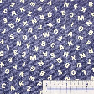 生地 布 アルファベット柄 英字 デニム風 シ...の詳細画像1