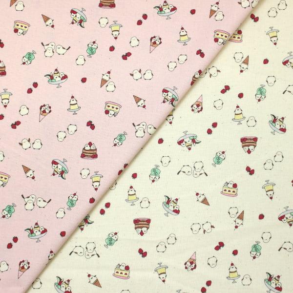 生地 布 シマエナガスイーツ ちびプリ シーチング 綿100％ 約110cm幅 KOKKA YK-3...