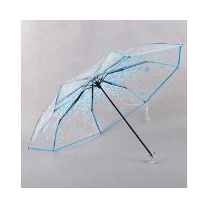 Raineed 学生桜の花透明3段式折りたたみ傘 8本骨/55cm 高強度ガラス繊維傘骨 耐風 手動開閉 おしゃれ 多色オプション 収納ポーチ付き ビ