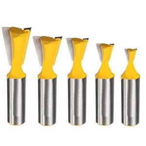 Yakamoz 5セット 12.7mmシャンク 超硬刃アリ錐ルータービット 木工トリマービット アリ溝式ルータービット 6.35mm 12.7mm 9