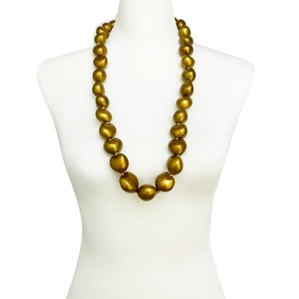 フラダンス　カラーククイナッツレイ 　ゴールド