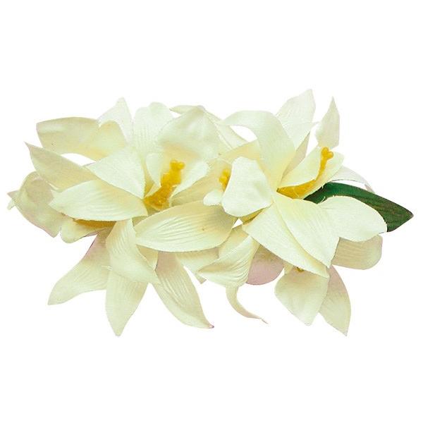 フラダンス　髪飾り　バンダオーキッドクリップ　ホワイト　白