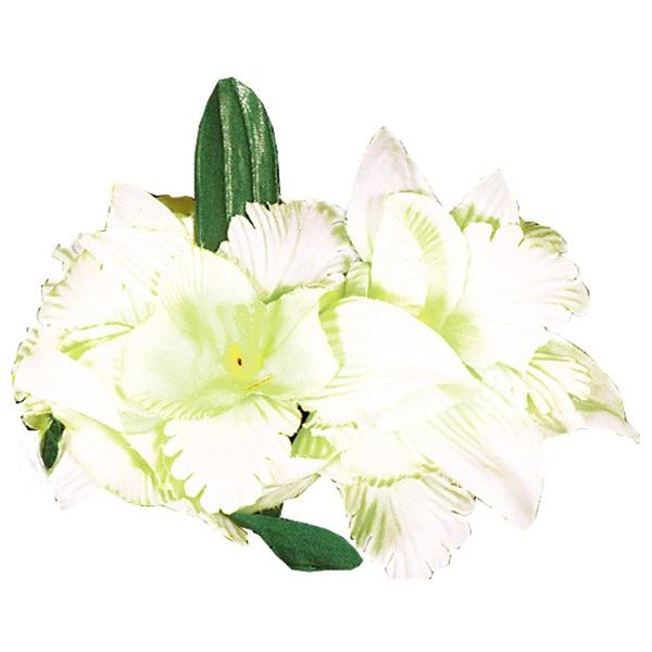 フラダンス　髪飾り　ヘアクリップ　ニューオーキッドクリップ　ホワイト　白