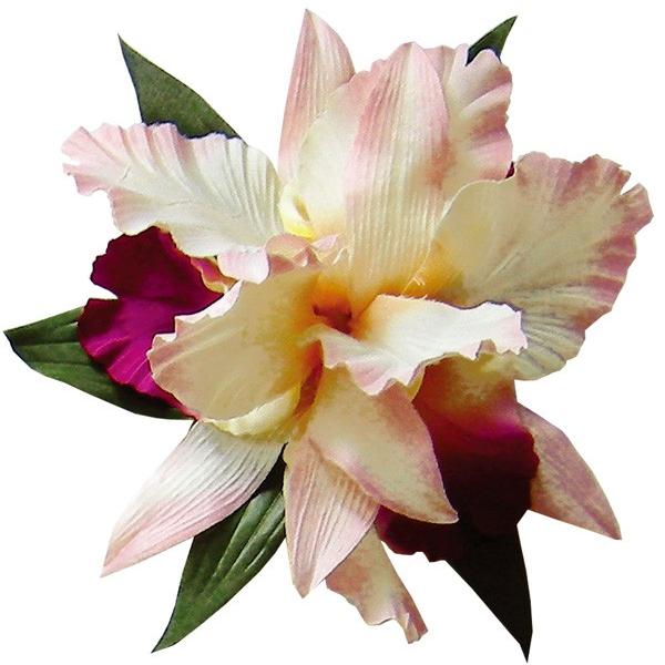 フラダンス　髪飾り　ヘアクリップ　ラージカトレアオーキッドLクリップ　ピンク