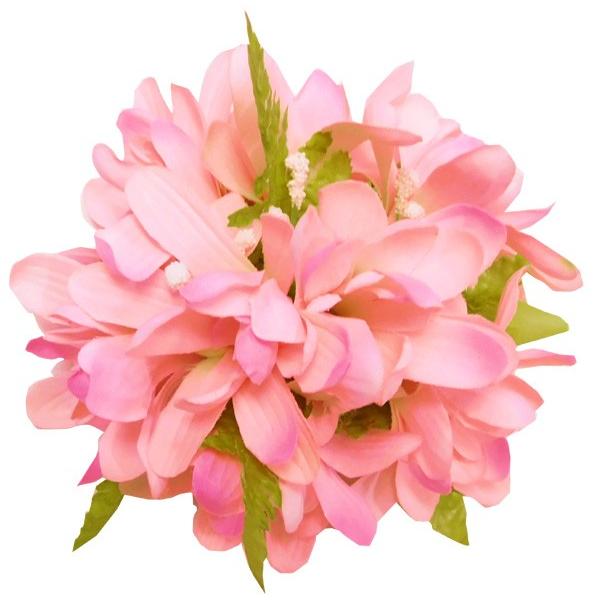 フラダンス　髪飾り　ヘアクリップ　チューブローズブロッサムファーンクリップ　ベアリーピンク