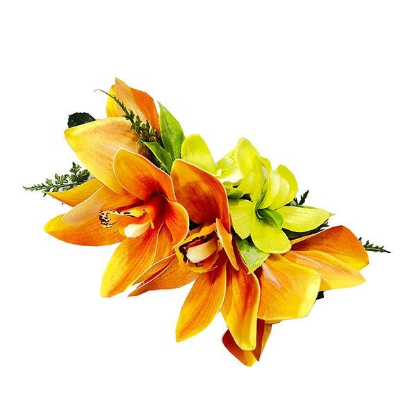 アレンジ ヘアクリップ 　KC-155　シンビジュームクリップ　オレンジ系　