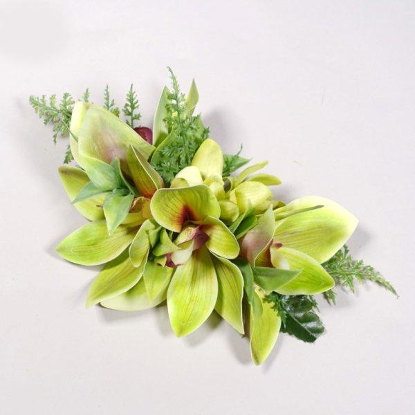 アレンジ ヘアクリップ 　KC-157　シンビジュームクリップ　グリーン系　