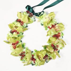 フラダンス 髪飾り アレンジ レイ イエロー・レッド 黄赤 レフア