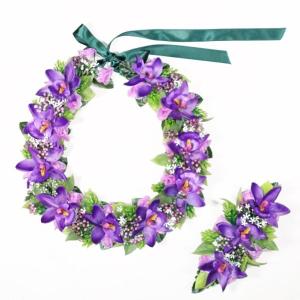 フラダンス ハワイアンレイ レイ フラワーレイ ローズバドリーフロング