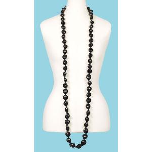 フラダンス　レイ　ククイナッツロングレイ　ブラック　黒