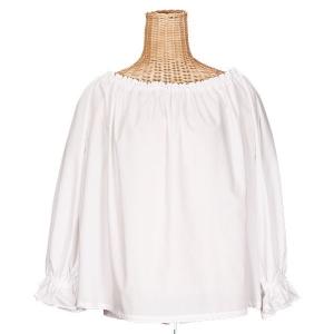 フラダンス衣装　ブラウス　PBL-004　長袖パフブラウス　白　綿ポリ　お仕立て　色変更可　