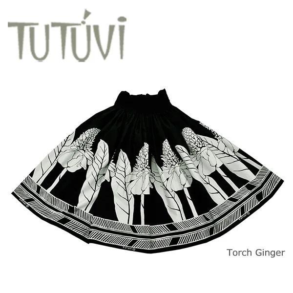 フラダンス衣装　パウスカート　TUP-FT559　TUTUVIパウ（柄：トーチジンジャー／色：ブラッ...