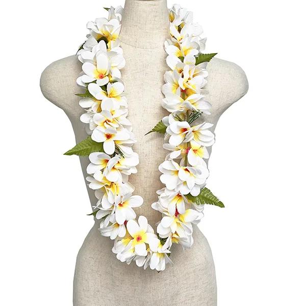 フラダンス　ハワイアンレイ　レイ　フラワーレイ　W-65HL0001A-W   プルメリアレイ　白黄