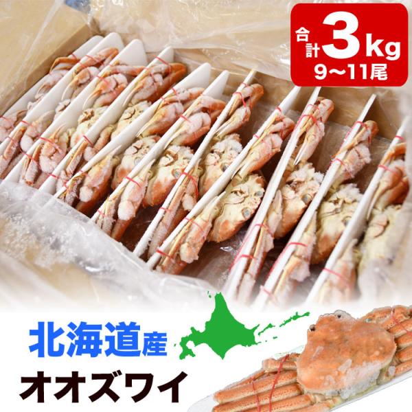のし不可 在庫限り お一人様2コまで 北海道産 オオ ズワイガニ 姿 9〜11尾入り合計3kg前後 ...