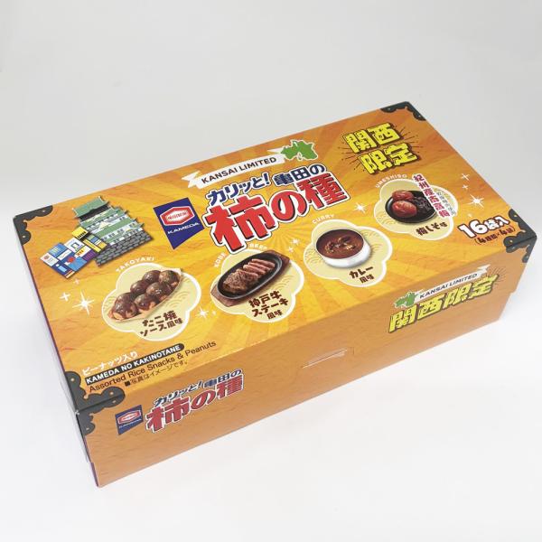 関西限定　カリッと！亀田の柿の種　たこ焼ソース風味　神戸牛ステーキ風味　カレー風味　梅しそ味　16袋...