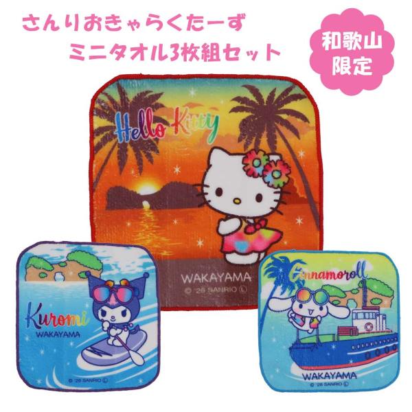 さんりおきゃらくたーず　ミニタオル　3枚組セット　サンリオ　ハローキティ　クロミ　シナモロール　※包...